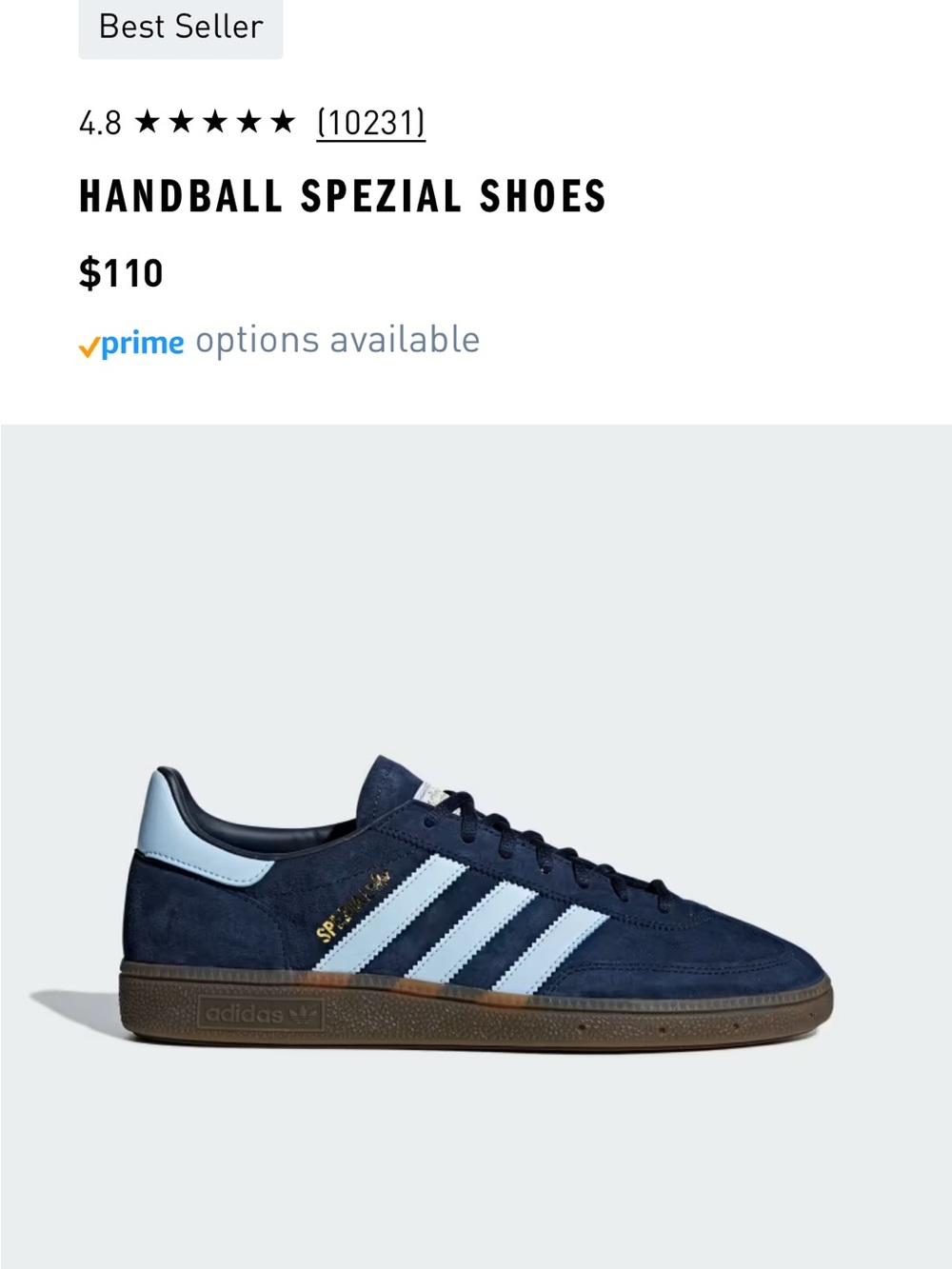 adidas Navy & Light Blue Handball Spezial Suede Sneakers